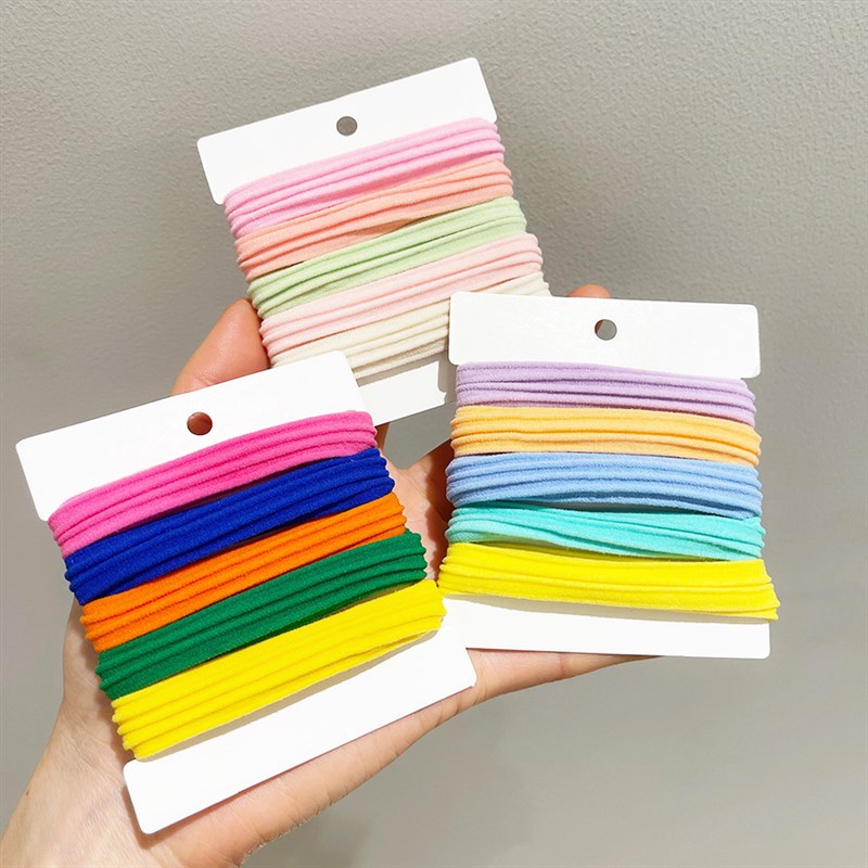 5根彩色头绳发圈皮筋女扎头高弹力耐用加粗马Q尾绑头发荧光新发绳