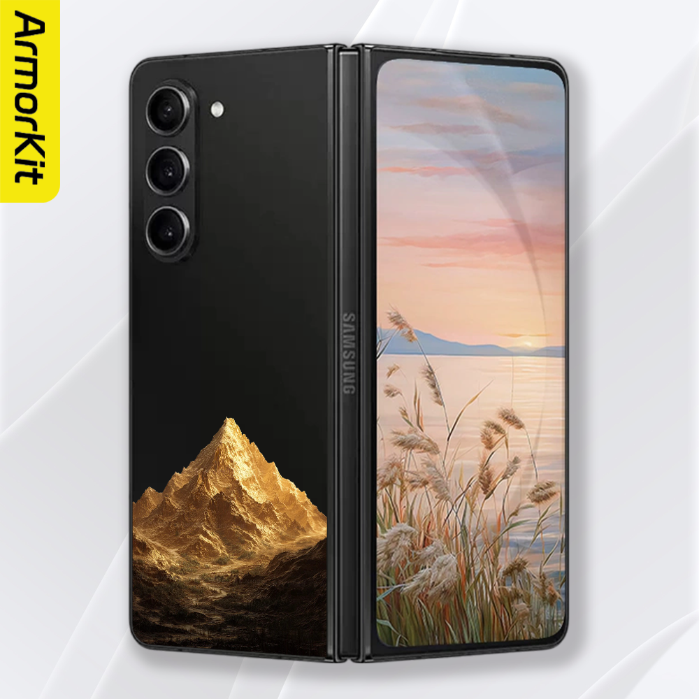 适用三星ZFlod6/W25折叠手机壳轻薄SamsungW24/W23亲肤硬壳防摔裸机手感黑金山脉ZFlod5/4/3磁吸保护套抗指纹