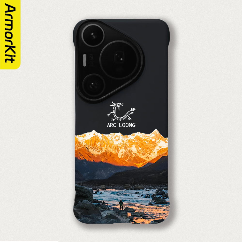 适用华为Pura80Pro+/p60Pro无边框手机壳日照金山轻薄防摔Huawei70Ultra防摔亲肤硬壳大孔p50/70Pro+磁吸后壳