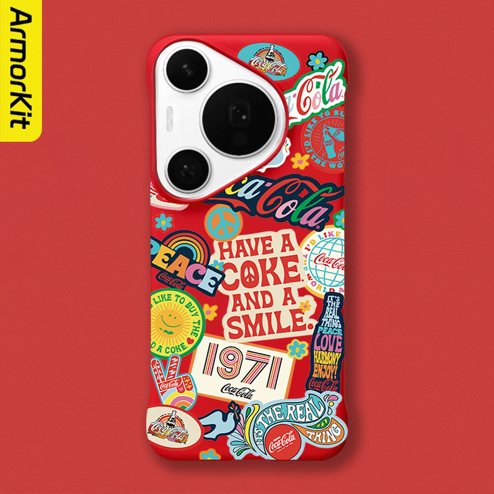 适用华为Pura80Pro+/p60Pro无边框手机壳可口可乐轻薄防摔Huawei70Ultra防摔亲肤硬壳大孔p50/70Pro+磁吸后壳