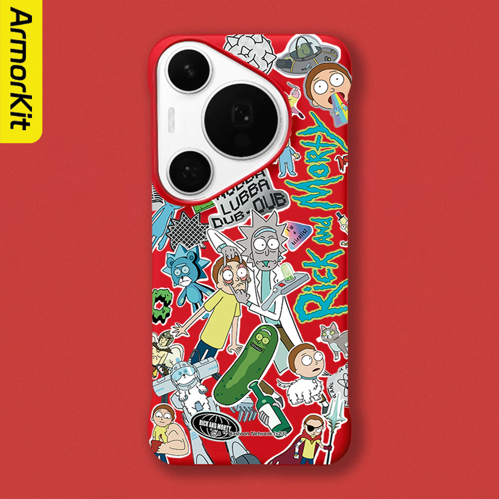 适用华为Pura80Pro+/p60Pro无边框手机壳瑞克莫蒂轻薄防摔Huawei70Ultra防摔亲肤硬壳大孔p50/70Pro+磁吸后壳