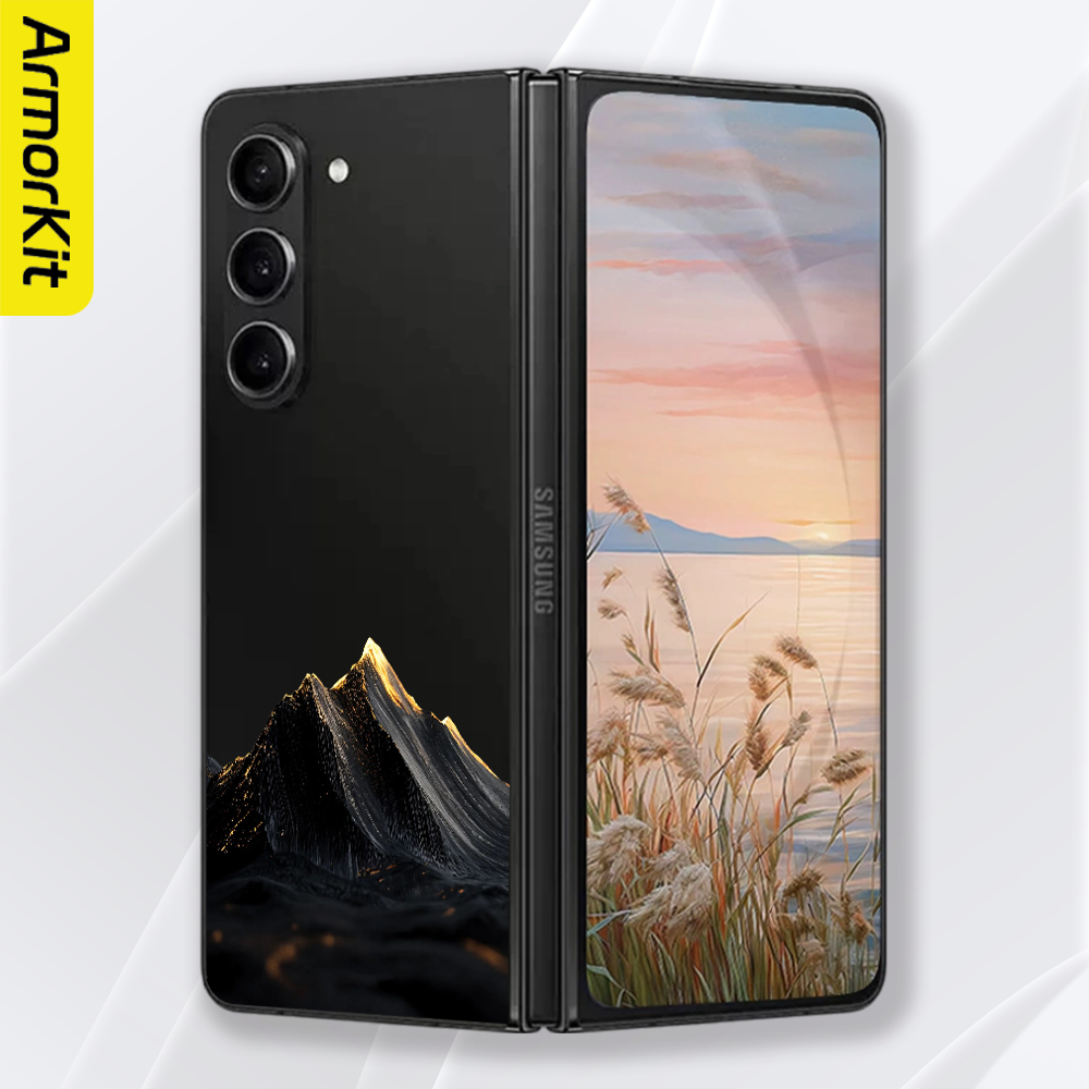 适用三星ZFlod6/W25折叠手机壳轻薄SamsungW24/W23亲肤硬壳防摔裸机手感黑金山水ZFlod5/4/3磁吸保护套抗指纹