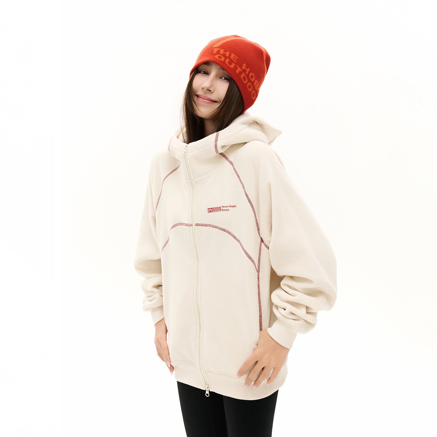 NEVEREMPTY拼接保暖摇粒绒外套