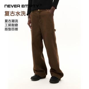 伐木裤 NEVER 工装 纯棉2025秋冬新款 EMPTY水洗斜纹复古长裤