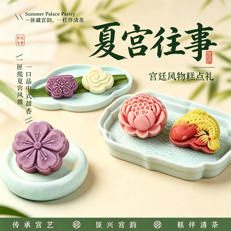颐和食坊夏宫往事中式糕点礼盒装花纹造型精巧多口味送礼顺丰包邮