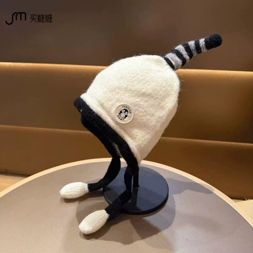 企鹅精灵宝宝加绒防风护耳针织帽