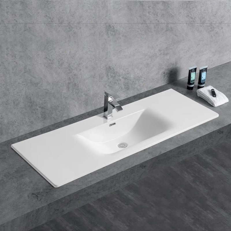 定制薄边一体式阳台面浴室柜陶瓷洗脸盆台上洗手盆池切割长角单盆