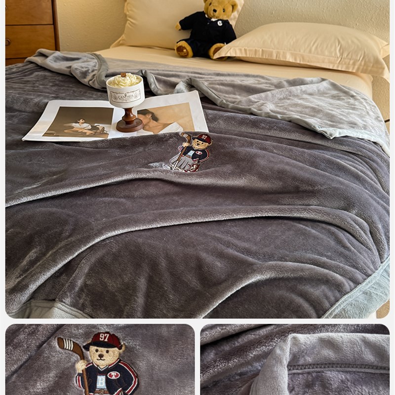 TeenbieWeenie冬季金貂绒毛毯被午睡办公室毯子双面珊瑚法兰绒盖