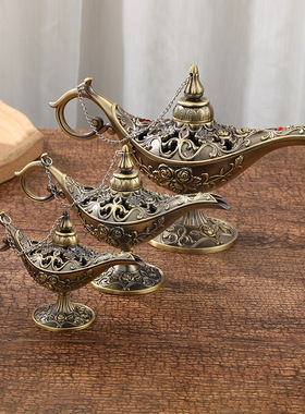 阿拉丁神灯水杯许愿灯水壶轻奢金色花纹茶壶宫廷晚宴装饰摆件杯子