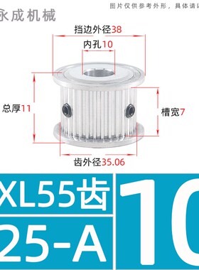 AF型无台MXL55齿同步带轮 槽宽7/11/14传动轮 内孔8-20外径35.06
