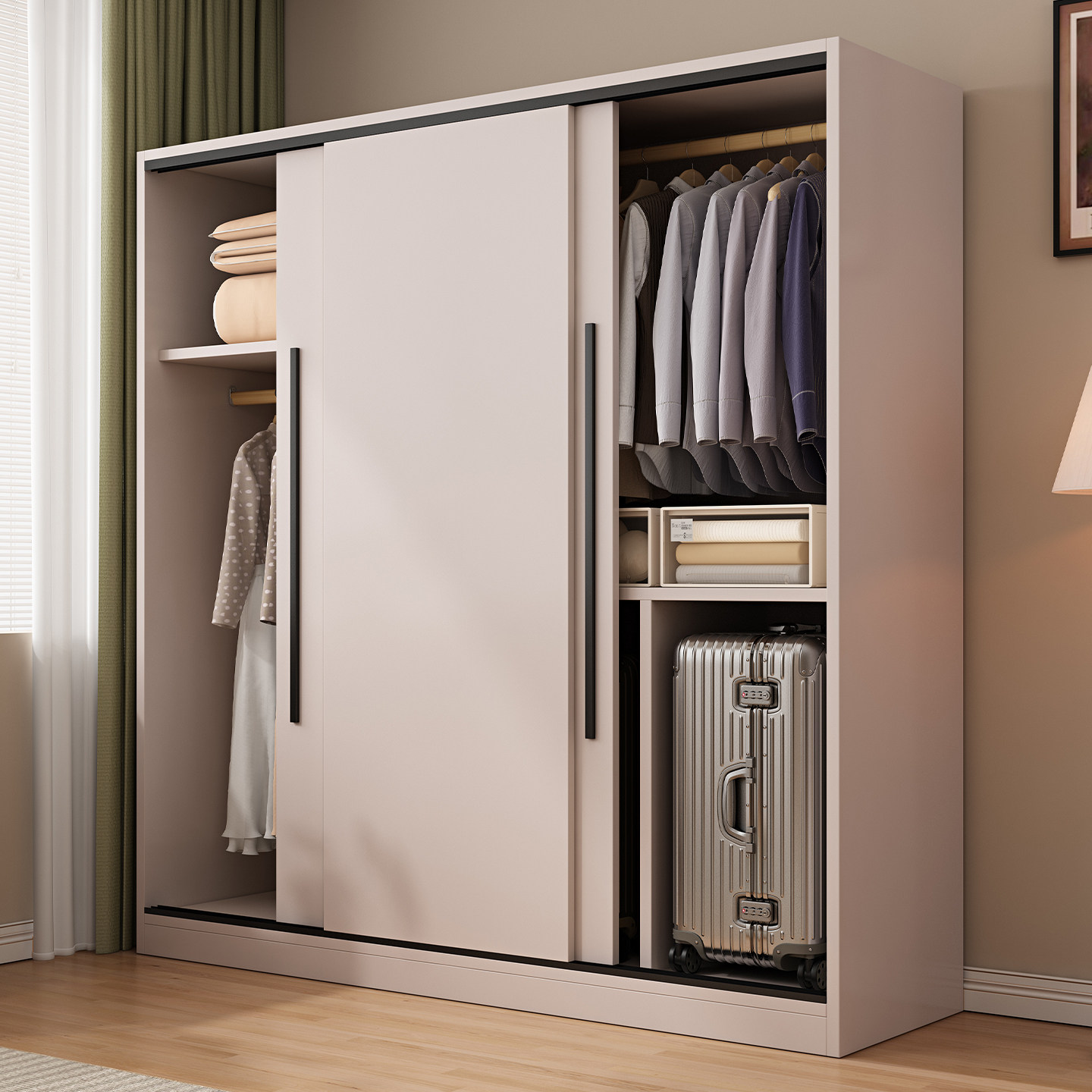 衣柜2026新款主卧实木生态板全挂式衣橱儿童定制推拉门租房柜子