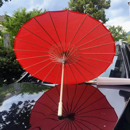 千熙纯红色素面绸布伞不透光可防雨户外舞蹈伞女儿伞婚庆伞油纸伞