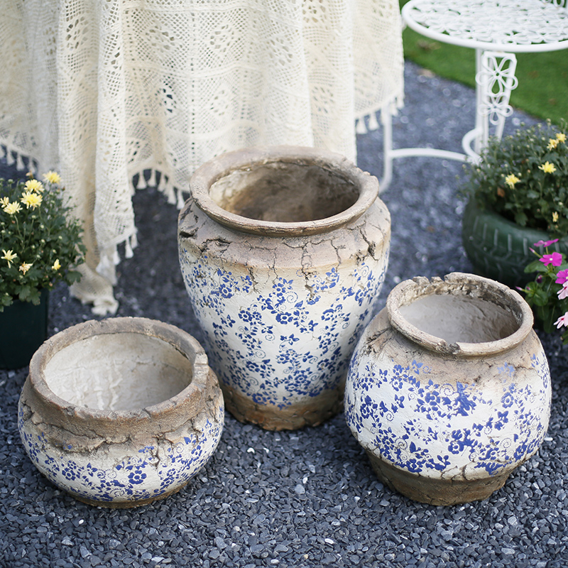 青花瓷创意花盆陶瓷大口径庭院阳台布置装饰多肉粗陶紫砂大号