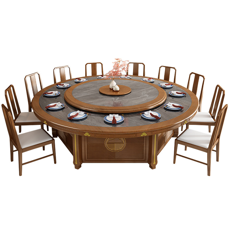 酒店电动人实木雕岩板大圆桌家用会所包厢带火锅大理石餐桌,住宅家具,岩板餐桌,淘宝优惠券,粉丝福利购,淘宝优惠卷