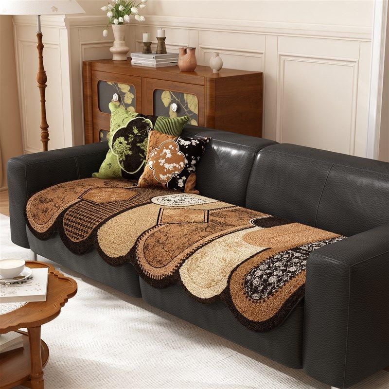 法式中古风规则毛绒皮沙发坐垫新款秋冬季沙发盖布隔凉保暖,居家布艺,沙发垫,淘宝优惠券,粉丝福利购,淘宝优惠卷