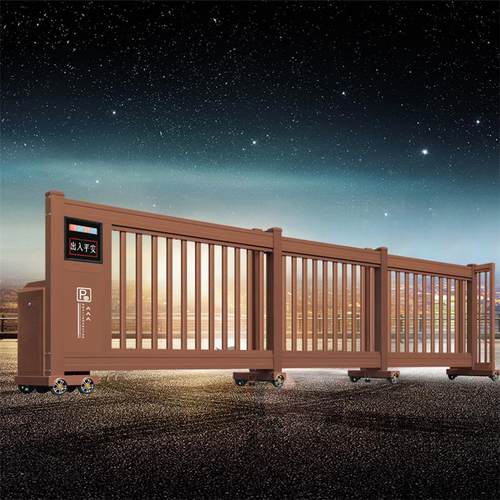 铝合金段滑门平移分段直线自动折叠学校通道悬浮工业电动伸缩大门