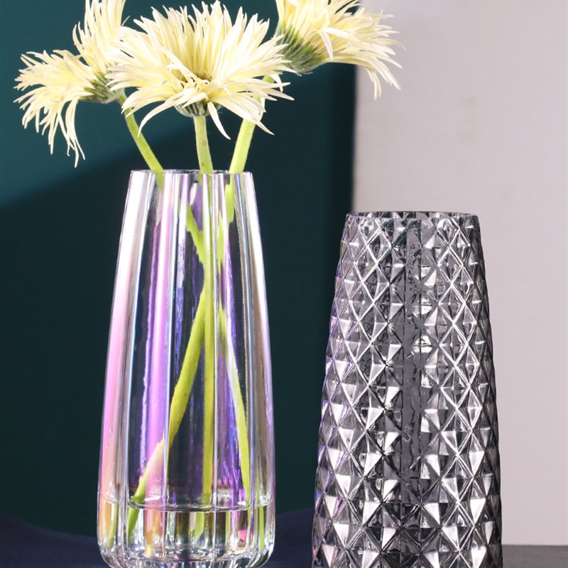 北欧轻奢创意玻璃花瓶现代简约家居客厅插花瓶摆件样板间装饰花器