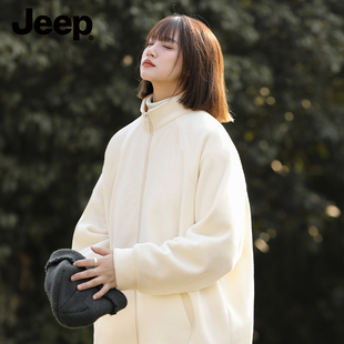 JEEP/吉普摇粒绒外套女2026新款加绒立领卫衣小个子冬季保暖开衫Y