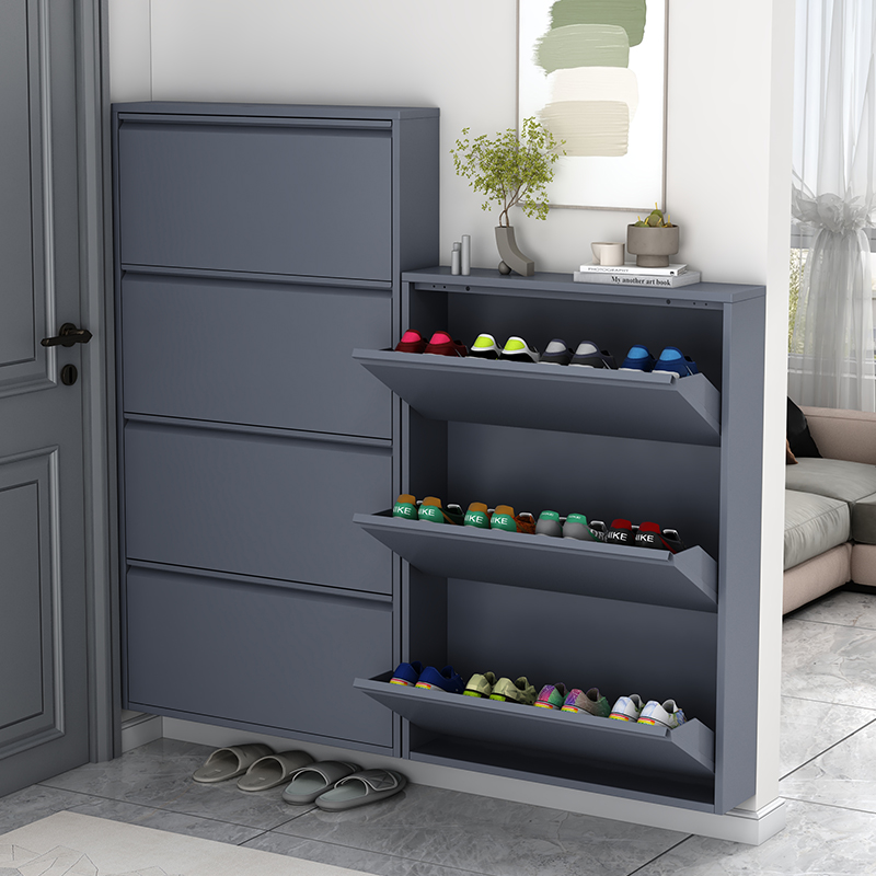 家用门口鞋柜超薄12cm翻斗柜入户门后简约现代鞋子收纳柜玄关柜子