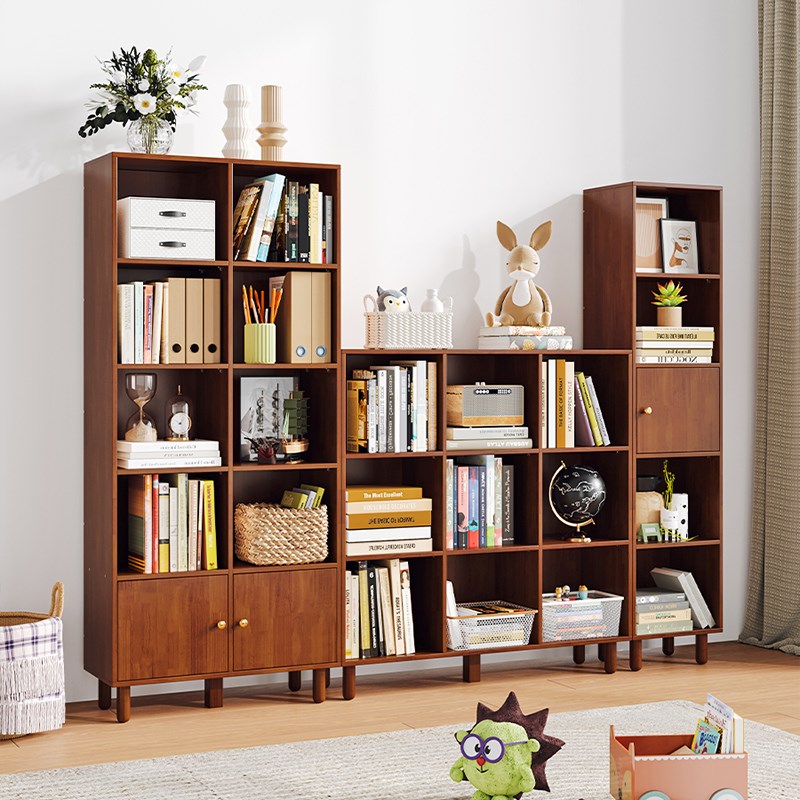 实木书柜家用自由组合收纳架客厅简约展示柜书房大容量书架置物架