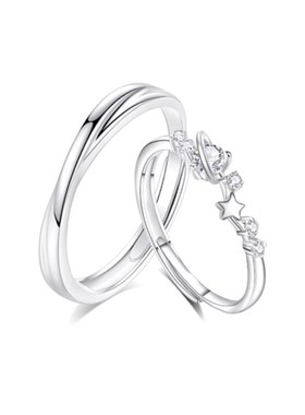 TRUE MfE 999足银甜蜜星球情侣一对戒指轻奢气质百搭简约开口刻字