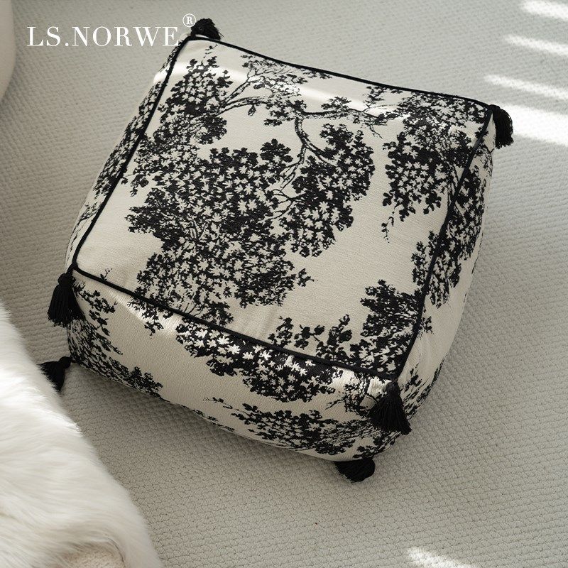 坐墩法式水墨懒人沙发脚踏墩子蒲团客厅坐垫脚墩可拆洗换鞋矮凳,居家布艺,蒲团,淘宝优惠券,粉丝福利购,淘宝优惠卷