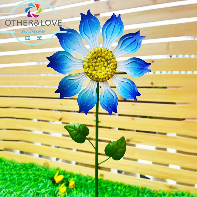 花园露台庭院铁h艺旋转小花风车地插创意户外阳台布置网红装饰摆