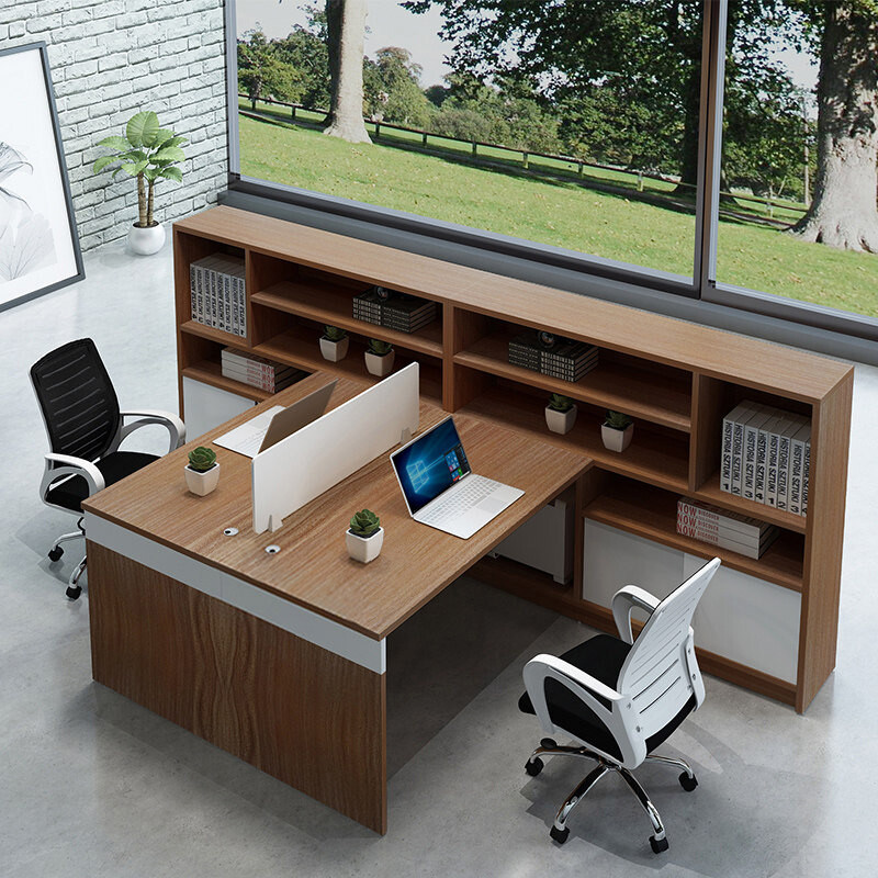 屏风办公桌职员办公桌椅组合现代简约高单人财务桌2/4办公室工位