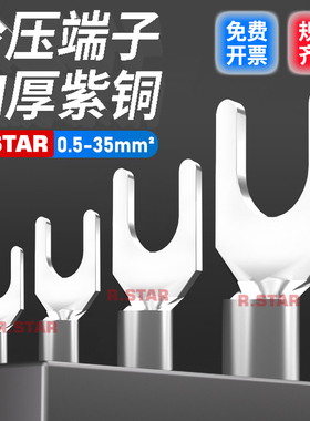 SNB1.25-3/2/3.5/5.5/4/5/6/8铜鼻子裸端头Y型叉型线耳U型线鼻子