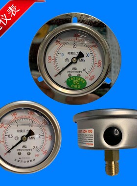 万达佛斯特耐震压力表YTN-60ZT充油防震抗震压力表轴向带边压力表