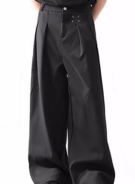 BLANKIN 高级感cleanfit黑色西裤男通勤垂感宽松休闲职业西装长裤