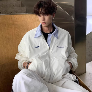 K09sauce新品 复古绣花学院风潮流高级感夹克 假两件外套男春秋美式