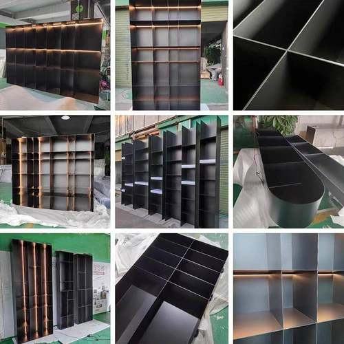 不锈钢展示柜定制金属装饰柜嵌入式书柜开 放格酒柜酒吧酒架异形