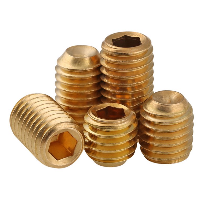 黄铜紧定M3/M4/M5/M6*3-12mm凹端机米螺丝无头内六角螺钉顶丝止付