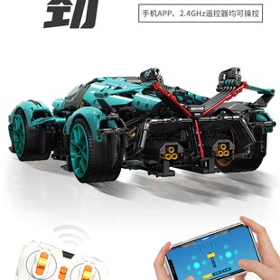 成人高难度积木玩具男女孩 兰博基尼V12跑车模型赛车遥控汽车拼装