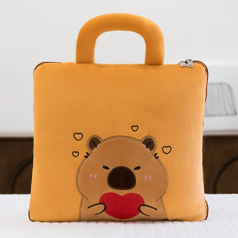 卡皮巴拉抱枕被子两用p办公室午睡卡通汽车折叠车载靠枕毯子二合