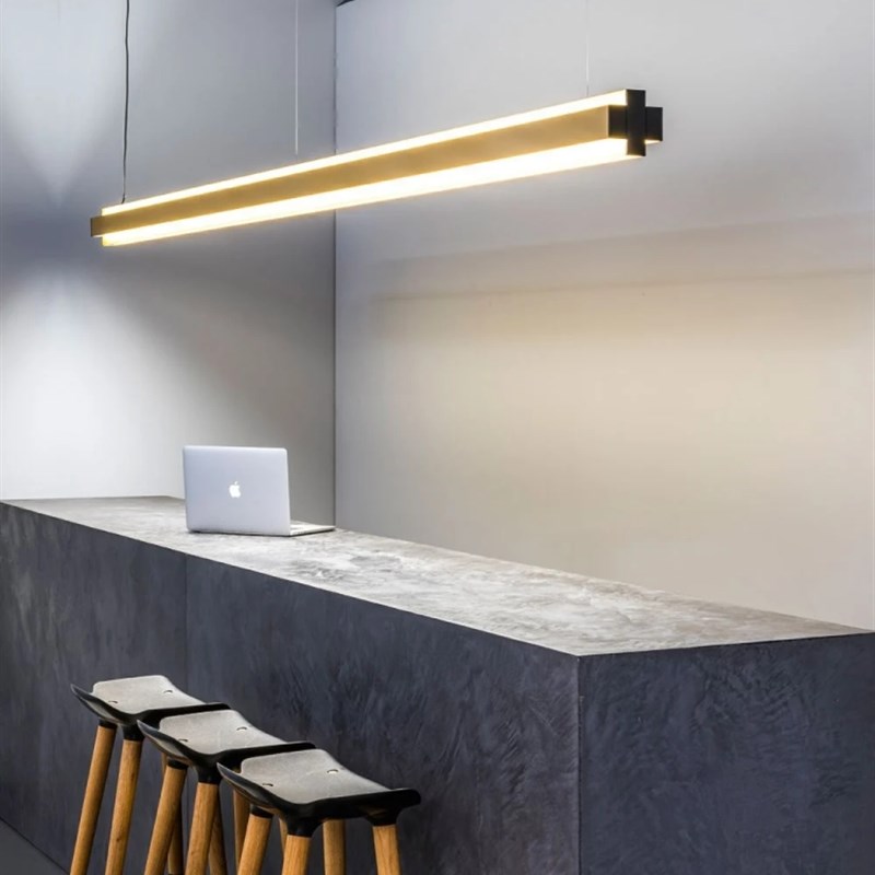 创意工业风办g公区前台吊灯餐厅咖啡馆吧台黑色黄铜上下发光造型