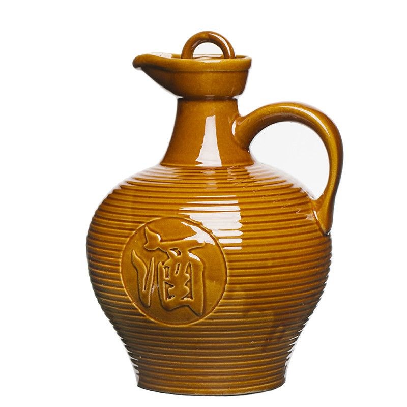 油壶家用厨房g不挂油大容量老式陶瓷油壶尖嘴菜油壶提耳土陶装油