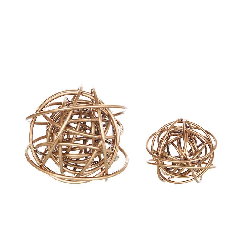 现代家居工艺品别墅样品房软装铁线球书房客厅现代简约装饰摆件