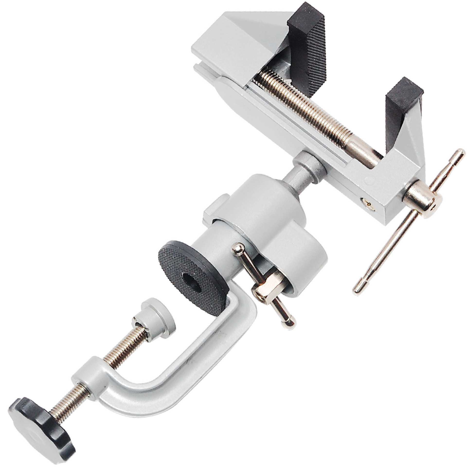 Hi-Spec360度旋转小型台虎钳3寸万向旋转型桌虎钳铝合金多功能