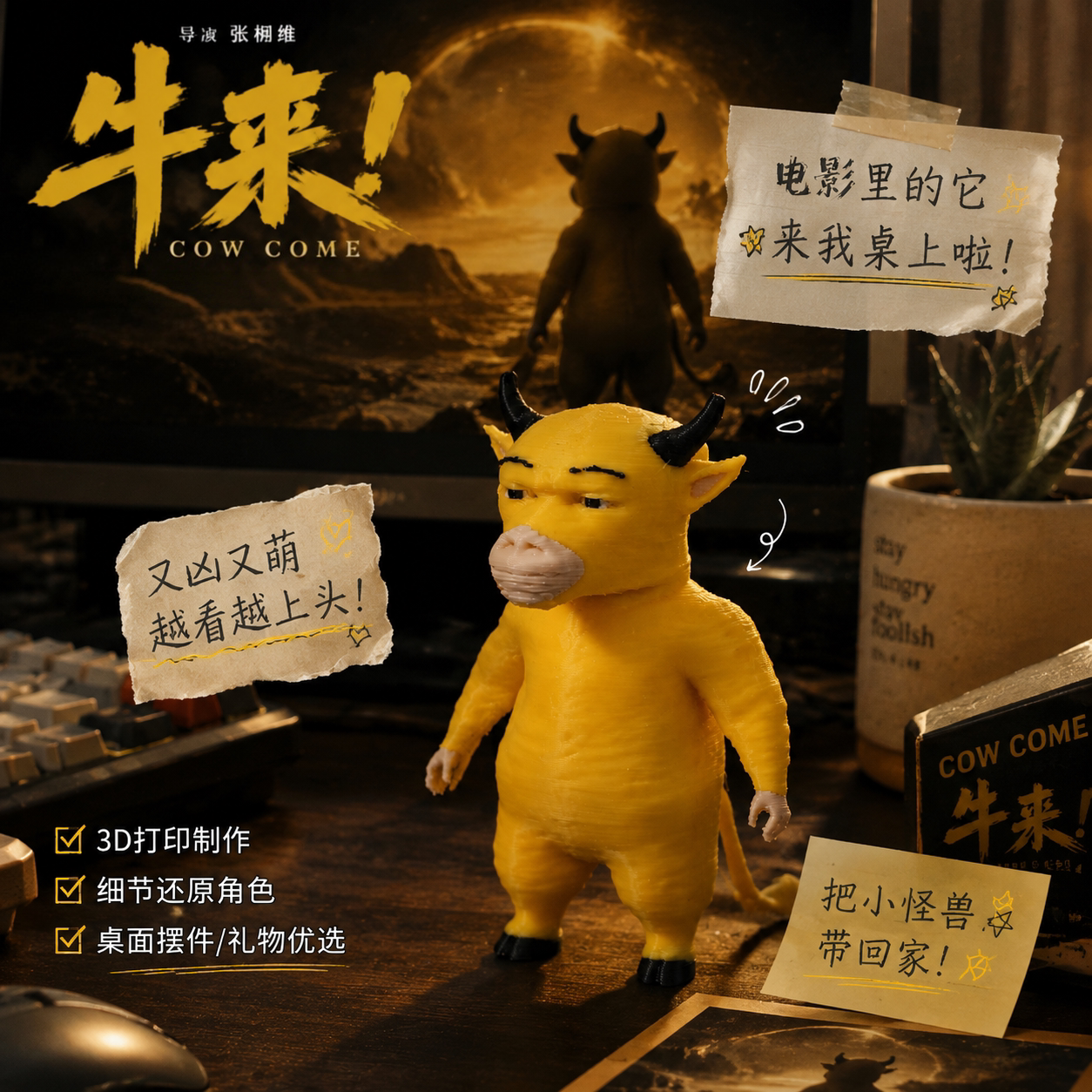 时间会证明牛来!牛来手办模型妈妈电影周边3d打印桌面整蛊摆件