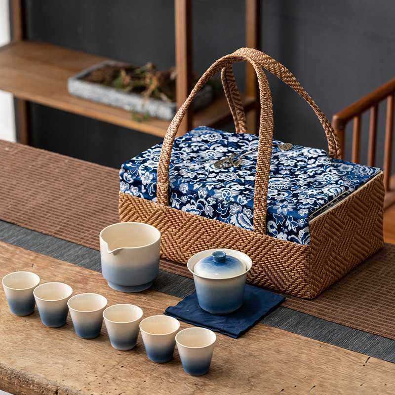 旅行茶具陶瓷盖碗便携式功夫茶套装厂家直销国潮活动礼品可印logo,家庭/个人清洁工具,地垫,淘宝优惠券,粉丝福利购,淘宝优惠卷