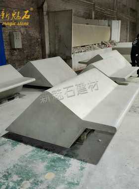 佛山工厂定制GRC清水混凝土坐凳学校水泥等候椅子灰色水磨石长凳