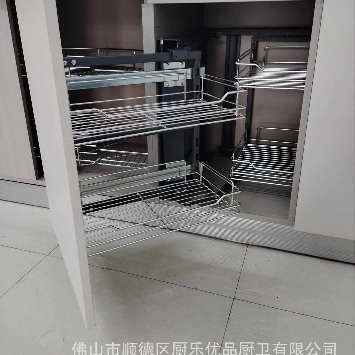 转角拉篮厨房橱柜双层抽屉式收纳内置拉篮左右开小怪物拉篮