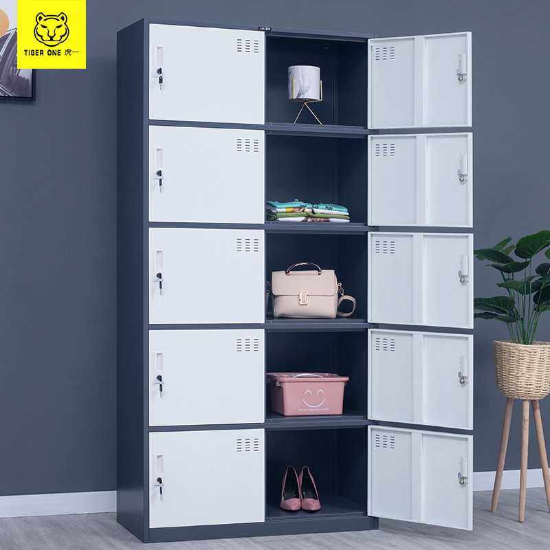 虎一办公家具更衣柜铁皮柜宿舍室员工多门储物柜子灰白套色十门柜,家庭/个人清洁工具,地垫,淘宝优惠券,粉丝福利购,淘宝优惠卷