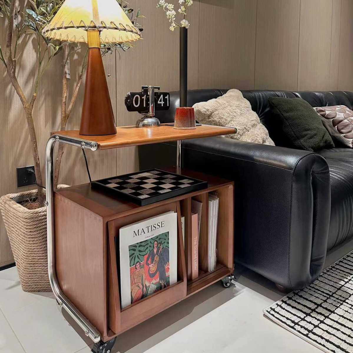 中古色实木移动边柜收纳柜复古杂志柜沙发边几客厅樱桃木小推车,影音电器,DIY配件,淘宝优惠券,粉丝福利购,淘宝优惠卷