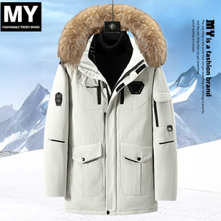 毛领派克服男中长款加厚棉衣冬季工装防寒外套