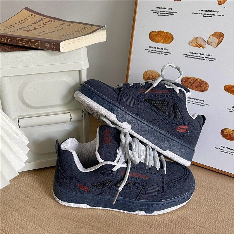 加绒面包鞋男款板鞋美式高街新款C小众鞋子秋冬高级感情侣休闲鞋