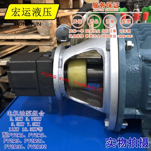 液压油泵电机组PV2R1/R2+2.2KW液压泵总成内轴电机液压站配件系统