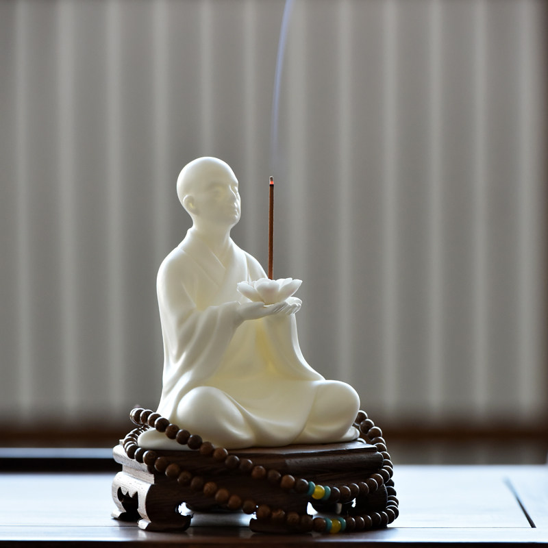 禅意陶瓷小和尚桌面装饰新中式客厅玄关人物软装茶桌茶宠精品摆件